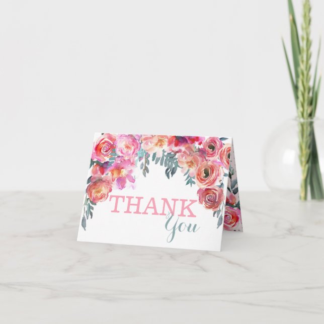Den eleganta vattenfärgblommigten tappar tack kort (Framsida)