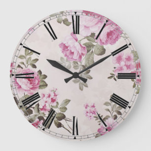 Den eleganta vintageblommigtron tar tid på stor klocka