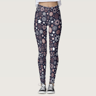 Den eleganta vintern semestrar rosa guld- leggings