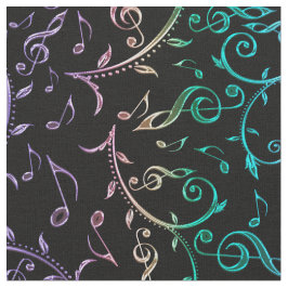 Den elektriska regnbågen noterar och klaver på tyg