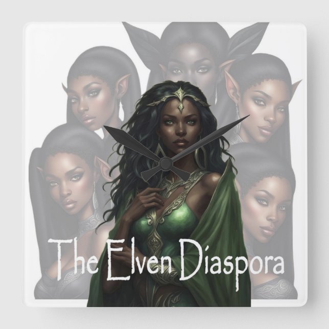 Den Elven Diaspora Cover Art. Fyrkantig Klocka (Framsida)
