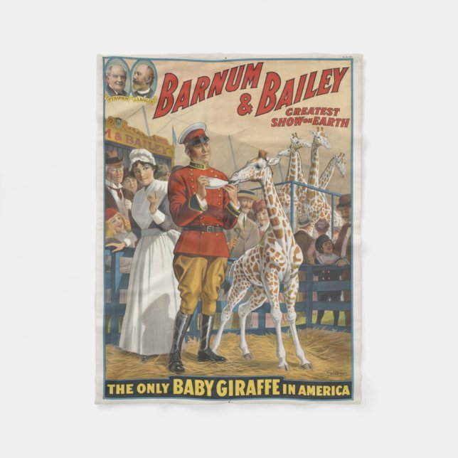 Den enda babygiraffet i Amerika cirkusaffisch Fleecefilt (Framsidan)