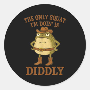 Den enda squat som görs är löjligt rolig cowboy gr runt klistermärke