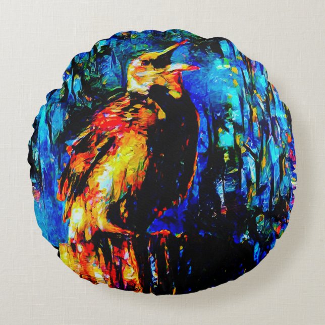 Den ende fågeln 2 rund kudde (Framsidan)