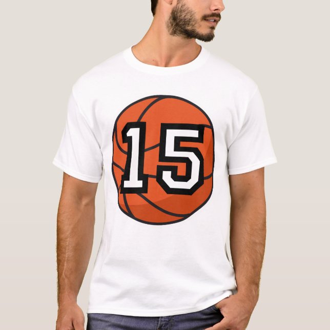 Den enhetliga basketspelare numrerar gåva 15 t-shirt (Framsida)