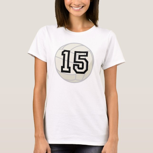 Den enhetliga volleybollspelare numrerar gåva 15 tee shirt (Framsida)
