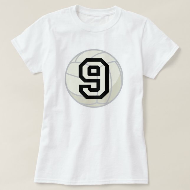 Den enhetliga volleybollspelare numrerar gåva 9 t-shirt (Design framsida)