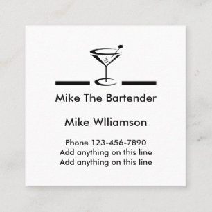 Den enkla bartenderen profilerar fyrkantigt visitkort