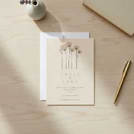 Den enkla bröllopsinbjudan för WIldblommor MUTED T Inbjudningar