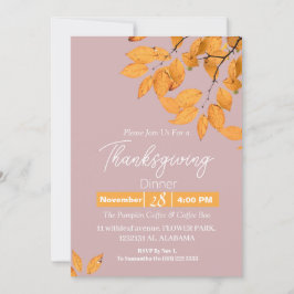 Den enkla Elegantens Thanksgiving Dinner-Blommigte Inbjudningar