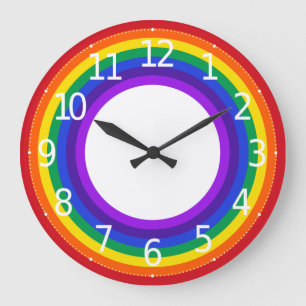 Den enkla färgrika väggen för LGBT-prideregnbåge Stor Klocka