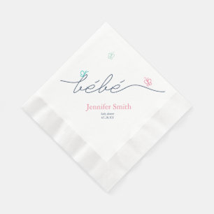Den enkla franska fjärilsbaby showersmutten och pappersservett