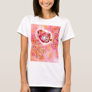 Den enkla Glädjelycklig blommar den lite röda Tee Shirt