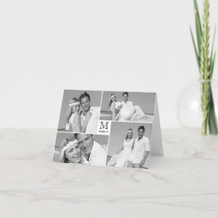 Den enkla monogramen boxas modernt bröllop för tack kort