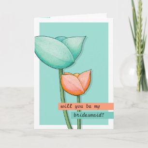 Den enkla orangen Blommor är mitt Bridesmaid-kort Inbjudan