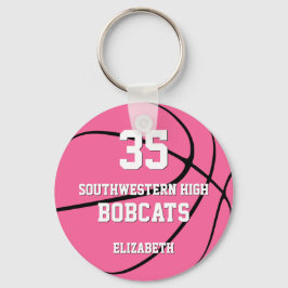 Den enkla rosa flickans basketbolllag namn nyckelring