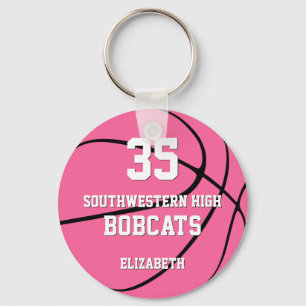Den enkla rosa flickans basketbolllag namn nyckelring