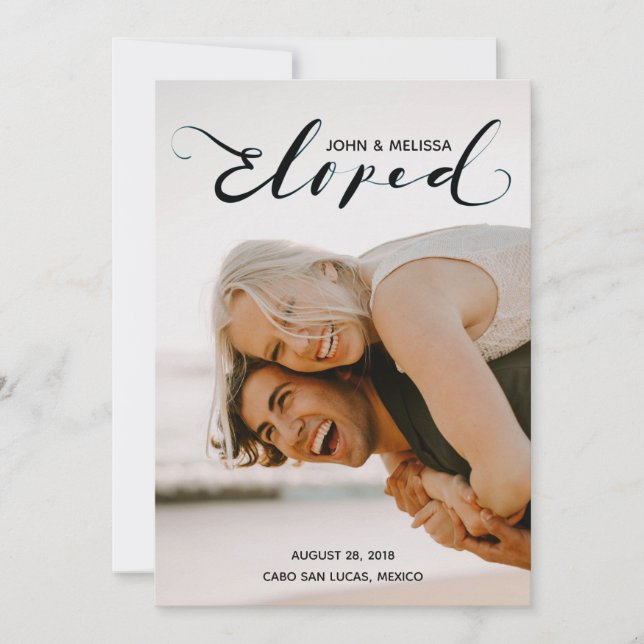 Den enkla svarten Eloped det personliga Inbjudningar (Framsida)