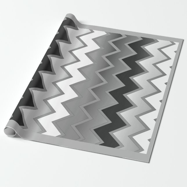 Den enkla ZigZag-monokrom Presentpapper (Utrullad)