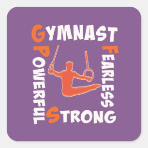 Den enorma gymnastikpojkegymnasten driver styrka fyrkantigt klistermärke