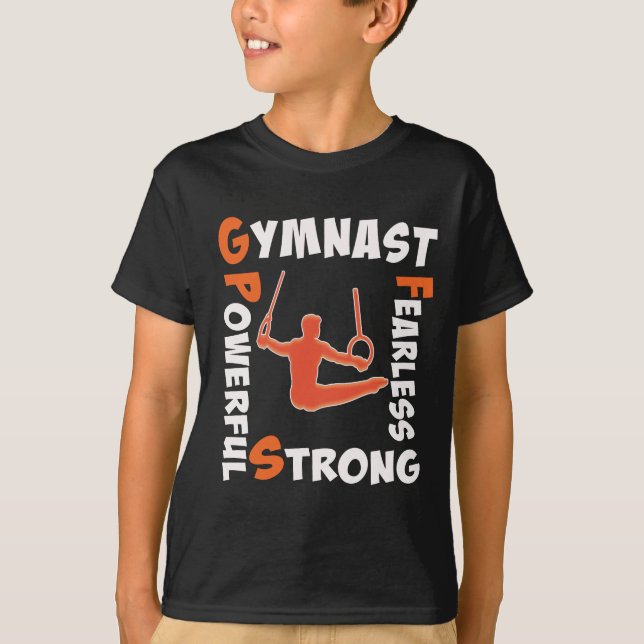 Den enorma gymnastikpojkegymnasten driver styrka t shirt (Framsida)