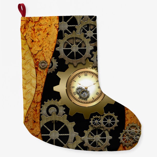 Den enorma steampunkdesignen med tar tid på och stor julstrumpa (Framsidan)