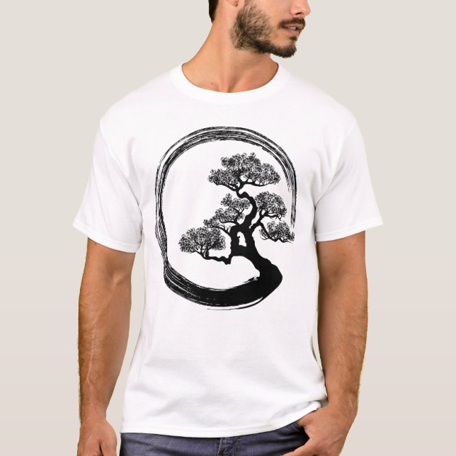 Den Enso zenen cirklar och Bonsaiträd T Shirt (Framsida)