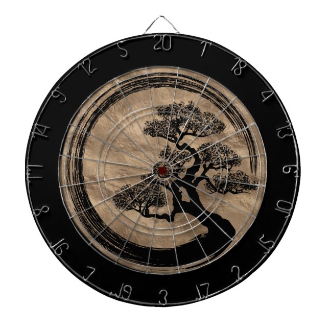 Den Enso zenen cirklar och Bonsaiträdguld Darttavla (Framsidan)