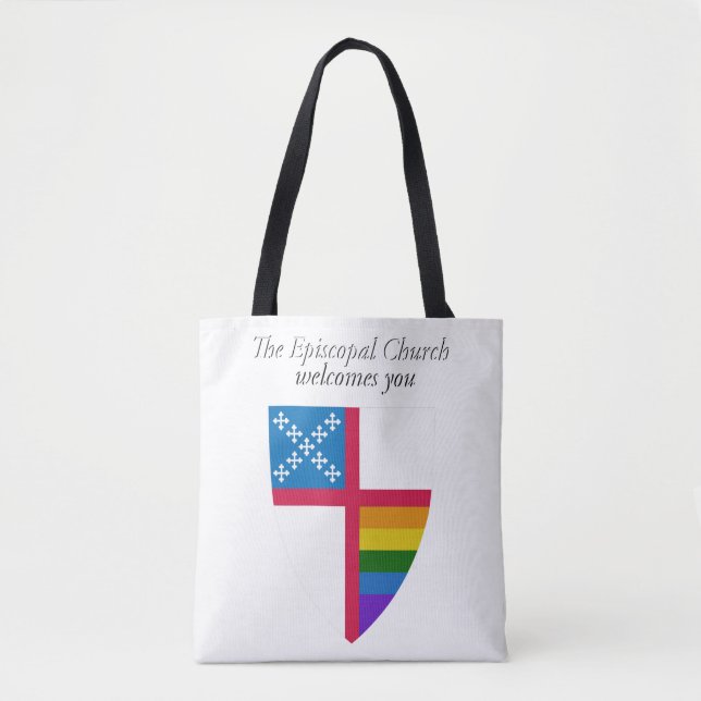 Den episkopiska kyrkan välkomnar er HBT-totebag Tygkasse (Framsida)