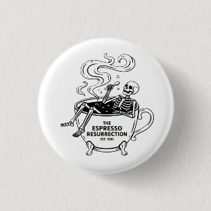 Den Espresso-upståndelsen Roliga Skelett Kaffe Knapp