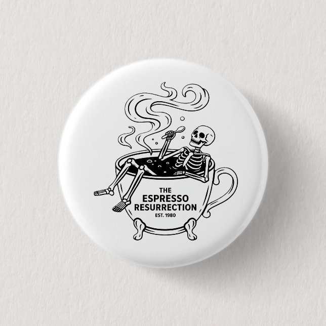 Den Espresso-upståndelsen Roliga Skelett Kaffe Knapp (Framsida)
