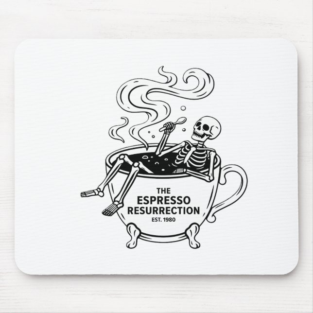Den Espresso-upståndelsen Roliga Skelett Kaffe Musmatta (Framsidan)