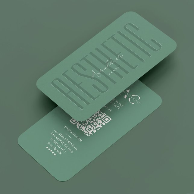 Den estetiska Professionellen Monogram Dusty Teal  Visitkort (Aesthetic Professional Monogram Dusty Teal Modern Business Card
)