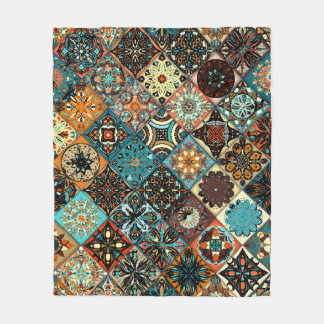 Den etniska blommigten mandala, sömlös mönster. Fä Fleecefilt