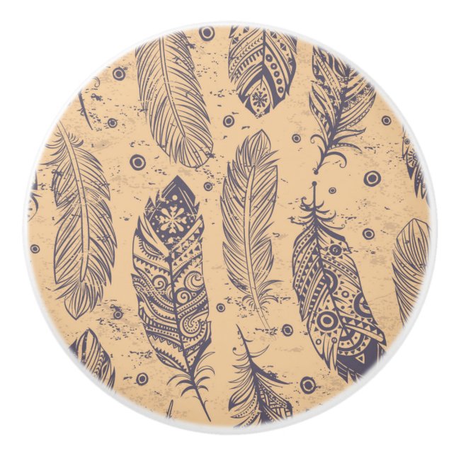 Den etniska fjädern skisserar mönster knopp (Framsidan)