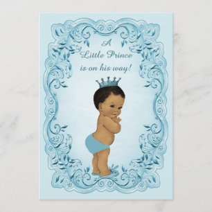 Den etniska Vintagen Prince Blue Baby Shower Inbjudningar