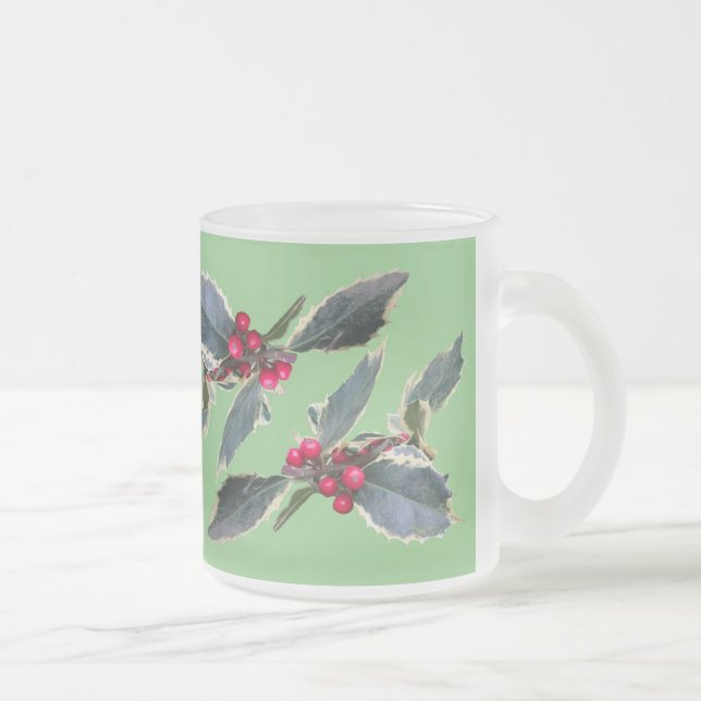 Den europeiska Holly Cust. Grönt Frosted Glass Mug Frostad Glasmugg (Höger)