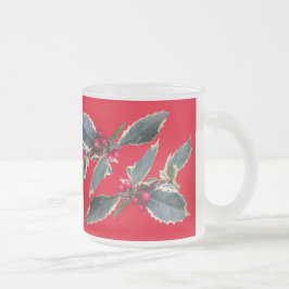 Den europeiska Holly Cust. Red Frosted Glass Mugg