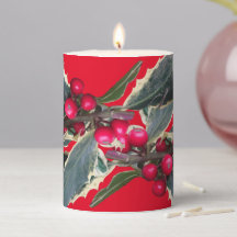 Den europeiska Holly Cust. RED Pillar Candle