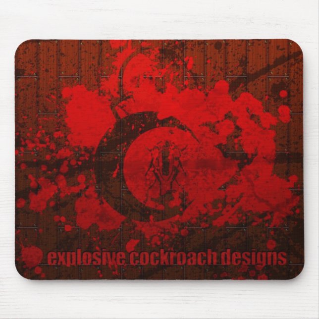 Den explosiva kackerlackan planlägger Mousepad Musmatta (Framsidan)