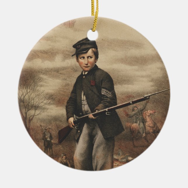 Den fackliga handelsresandepojken John Clem på Julgransprydnad Keramik (Framsidan)