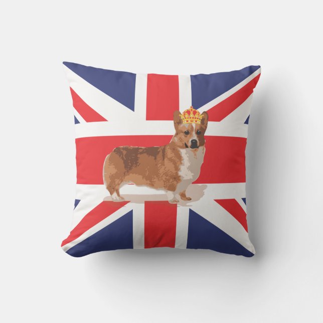Den fackliga jackflagga med corgien och kronan kudde (Framsida)