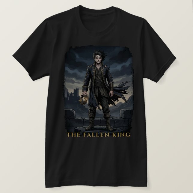 Den Fallna Kungen Gothic Mörk Fantasy Design T Shirt (Design framsida)