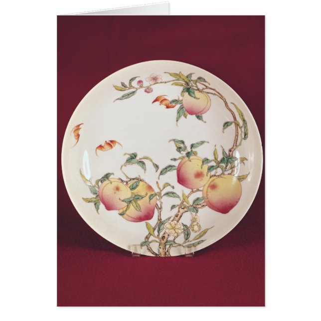 Den Famille ron pläterar dekorerat Hälsningskort (Framsidan)