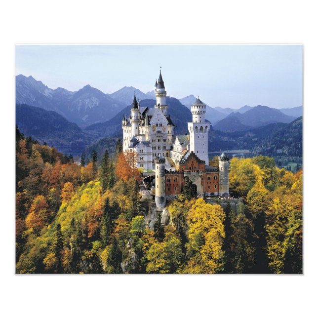 Den fantasifulla Neuschwanstein är en av tre Fototryck (Framsidan)