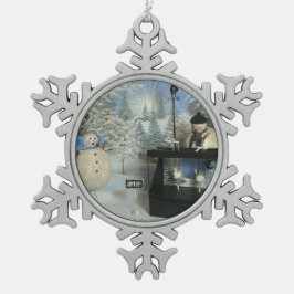 Den fantastiska dockspelaren snöflinga pewter julgransprydnad