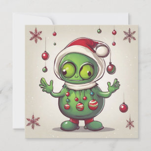 Den fantastiska Grönten Alien Julkort