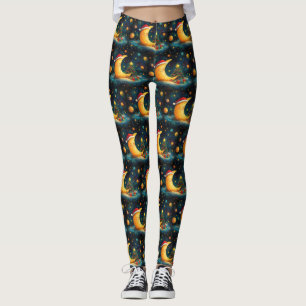 Den fantastiska julen Måne Galaxy Firande Leggings
