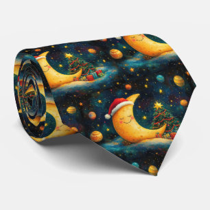 Den fantastiska julen Måne Galaxy Firande Slips