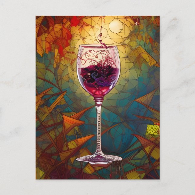 Den fantastiska Pour Vin Art Vykort (Framsida)